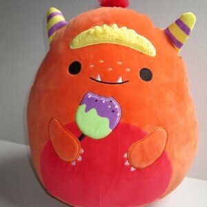 Squishmallows Halloween Ernest the Monster 12” Plush Orange Apple Candy Horns